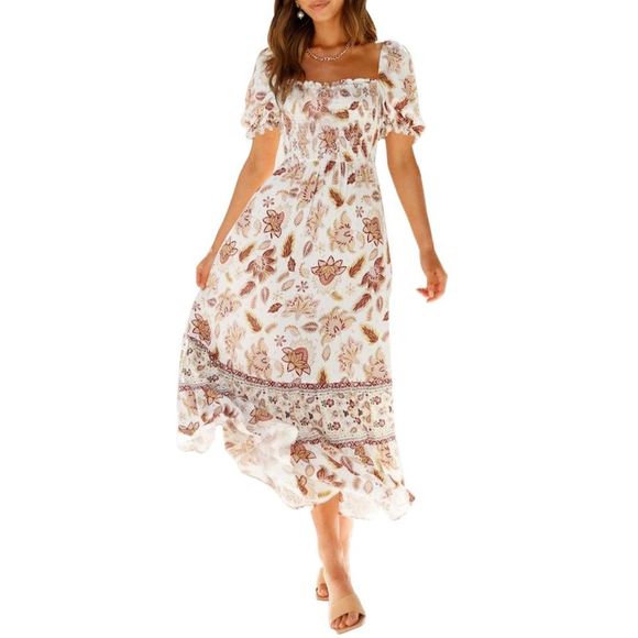 ZESICA | Dresses | Zesica Womens 223 Summer Boho Floral Print Square ...